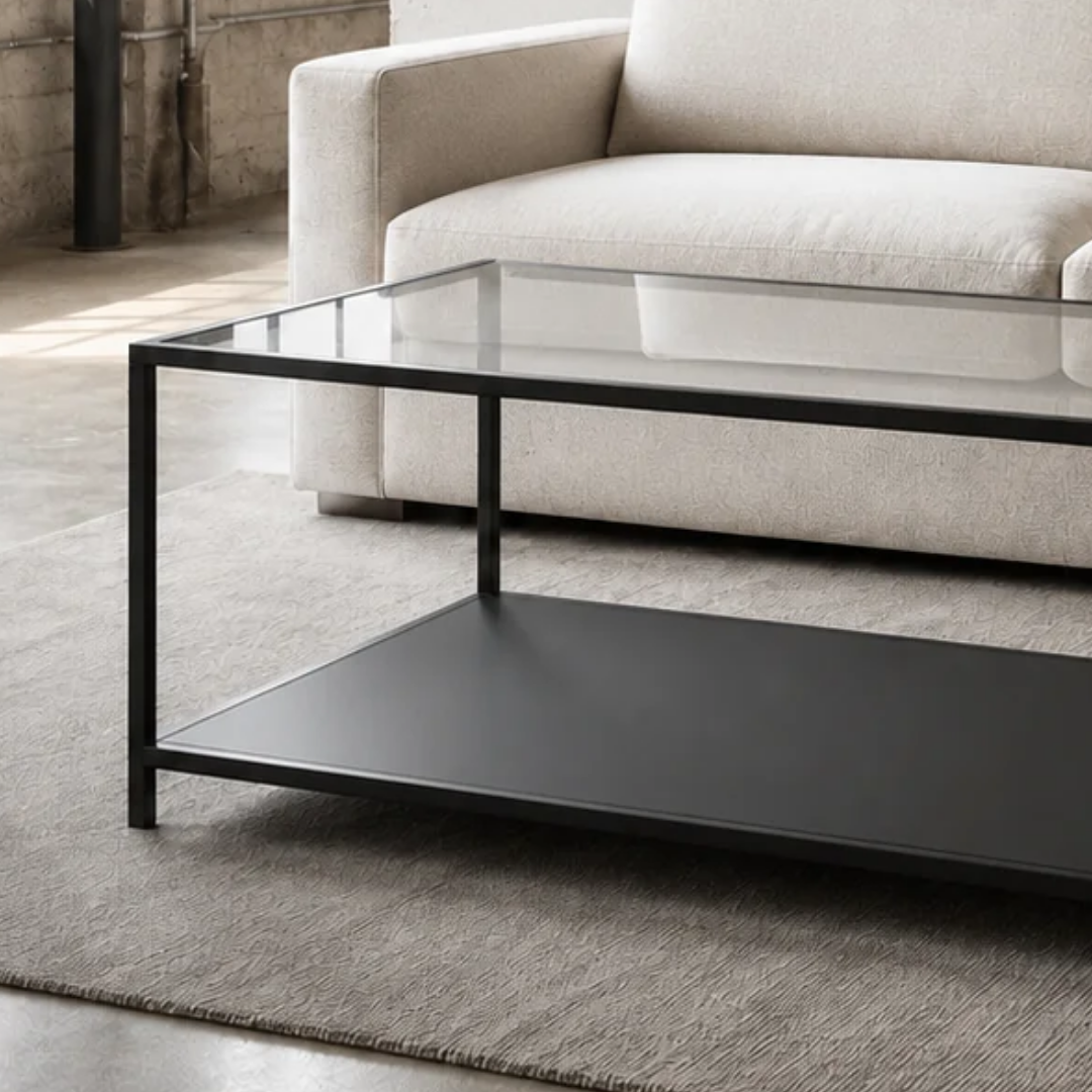 Mesa de centro de la línea Glass con cubierta de vidrio templado