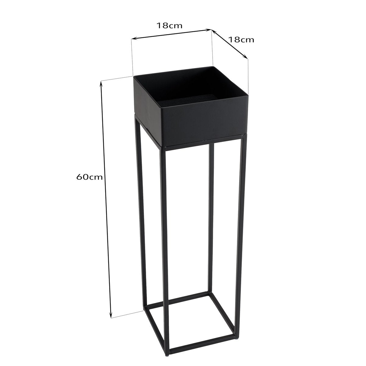 Macetero pedestal negro VERT 60 ambientado en interior con plantas