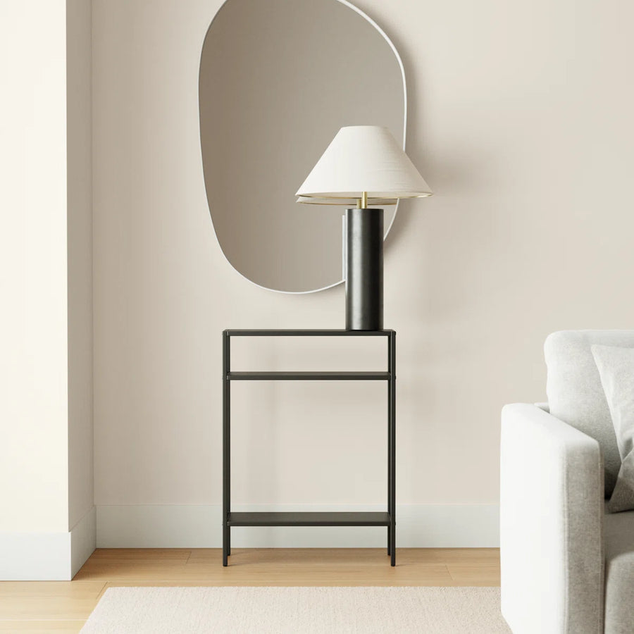 Mueble Kallfu arrimo METAL vista lateral en acero negro mate