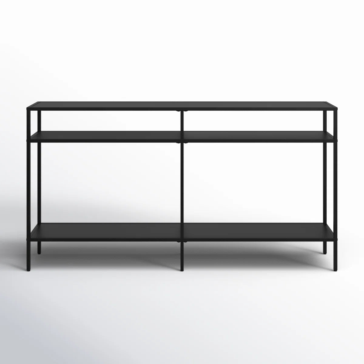 mueble Kallfu arrimo minimalista repisas metálicas acero negro mate