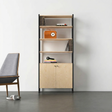 mueble Kallfu repisa BLACK en acero electropintado negro mate estantes plywood vista frontal