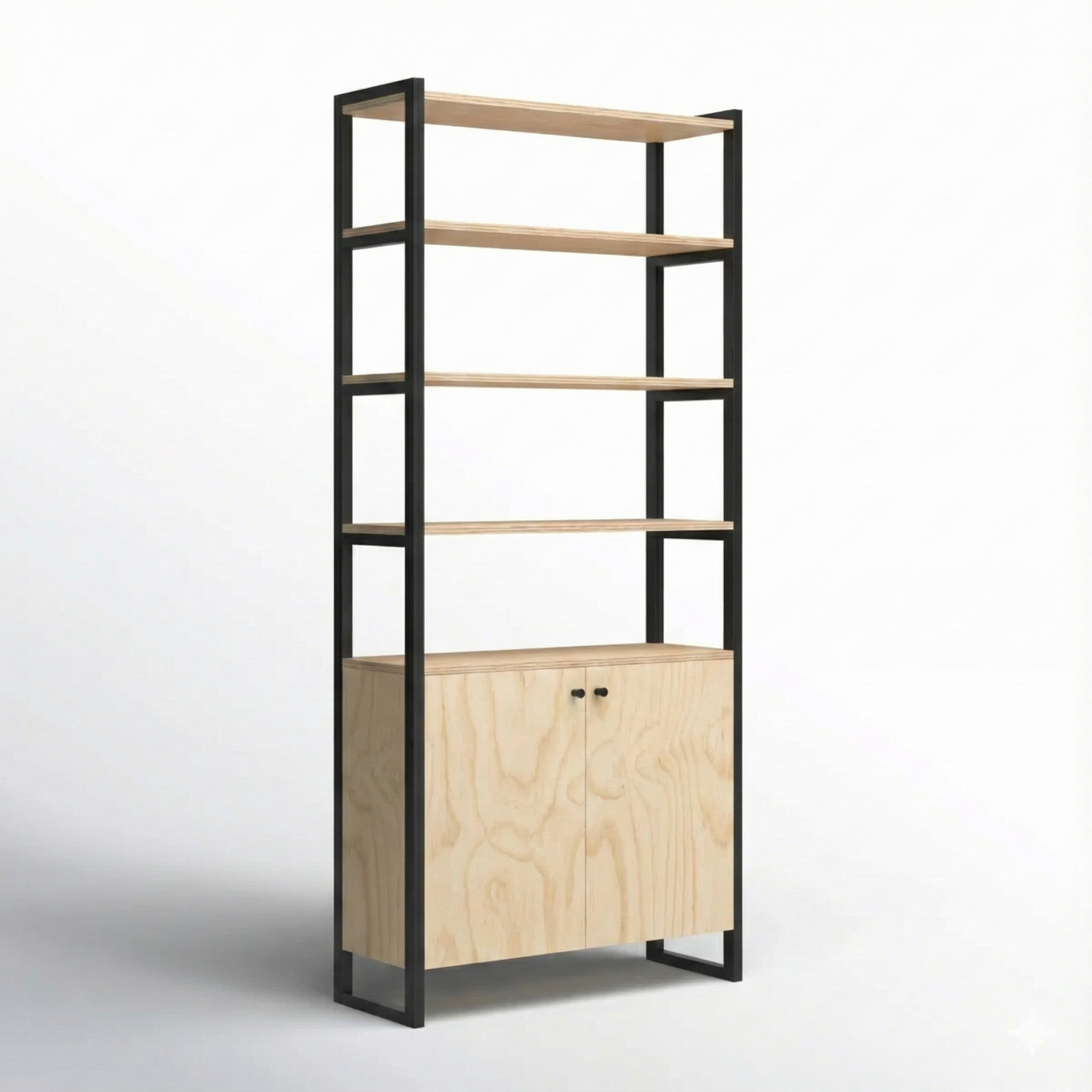 repisa Kallfu estructura acero electropintado negro mate estantes verticales