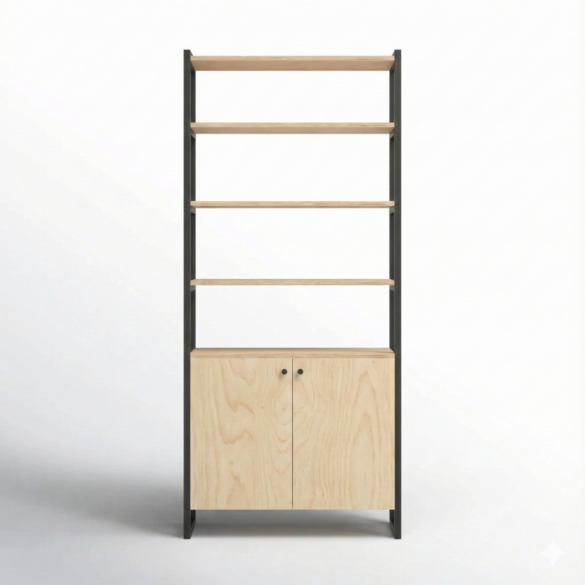 mueble Kallfu repisa metálica con plywood negro diseño minimalista línea BLACK