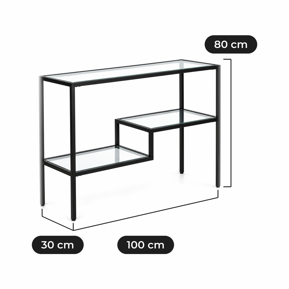Arrimo Escale 100 cm de Vidrio: 100 cm de ancho, 30 cm de fondo y 80 cm de alto