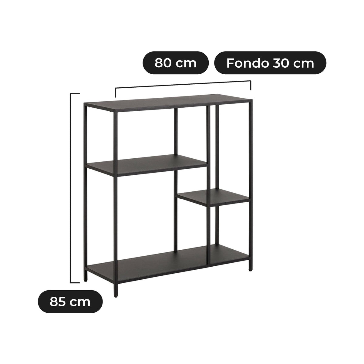 Arrimo Podium 80 cm de Metal: 80 cm de ancho, 30 cm de fondo y 85 cm de alto