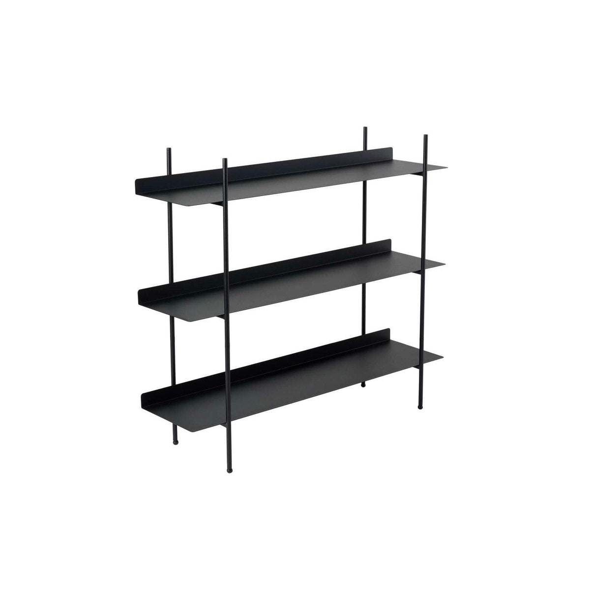 Estructura de acero negro minimalista con tres repisas Kallfu.