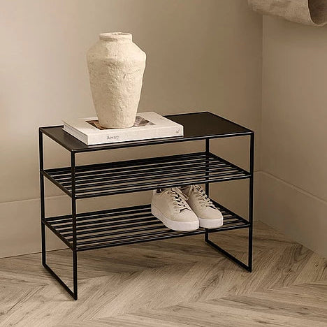 Zapatera tres niveles Rectangular Metal Black