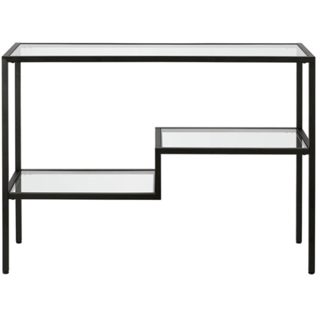 Arrimo Aseri Kallfü metal negro y cristal, 107x35x76 cm — vista frontal