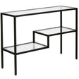 Arrimo Aseri Kallfü metal negro y cristal, 107x35x76 cm — vista 3/4