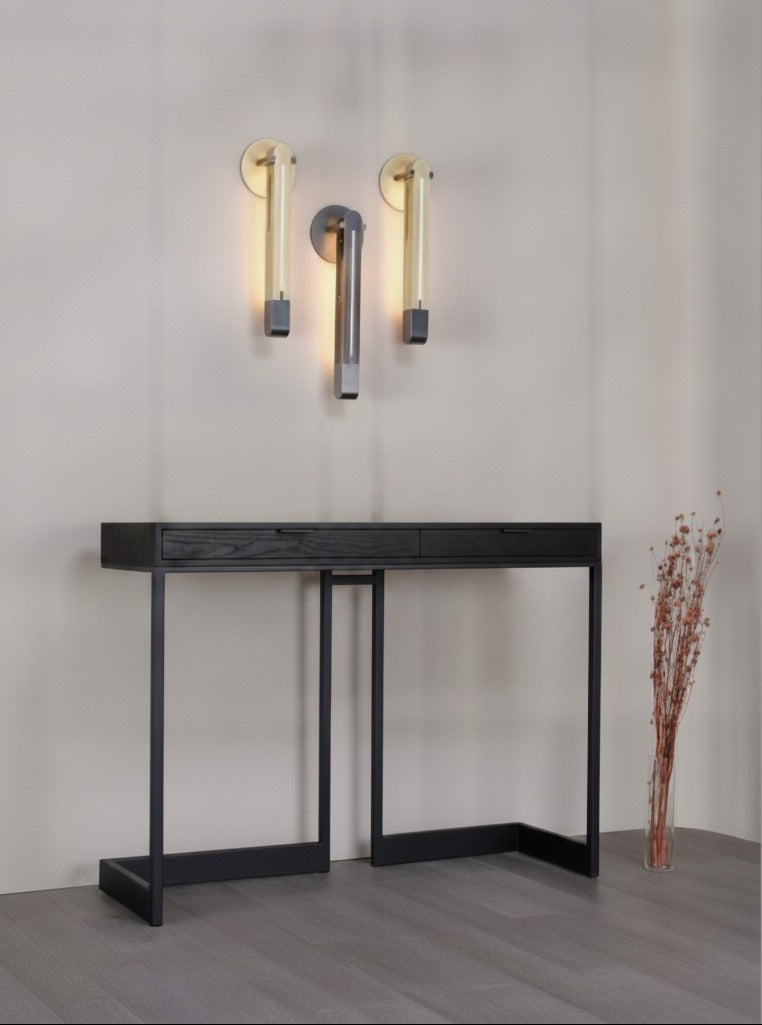 Arrimo Duo 120 Kallfü tono BLACK con estructura de metal negro, 120 cm — vista tres cuartos, tono BLACK