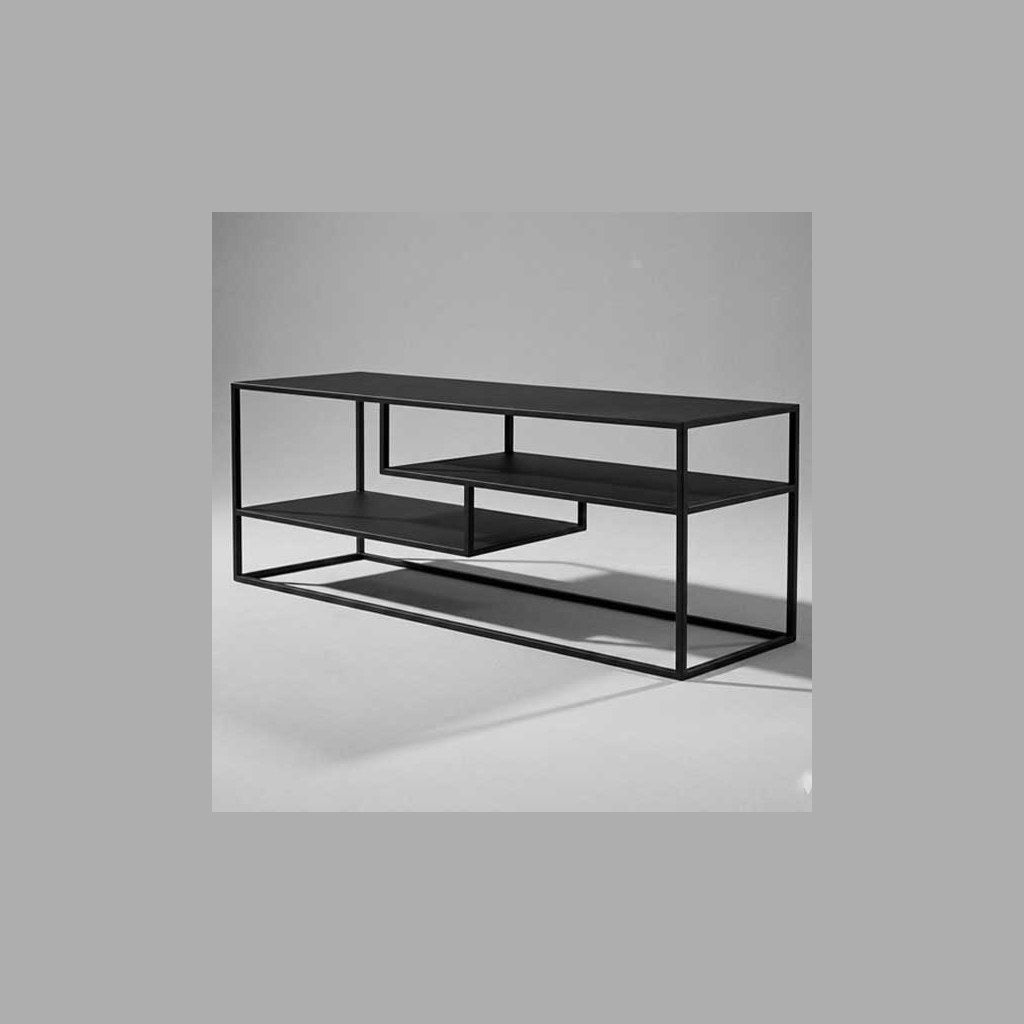 Arrimo Kalda Kallfü metal negro mate, 150x40x50 cm — vista 3/4