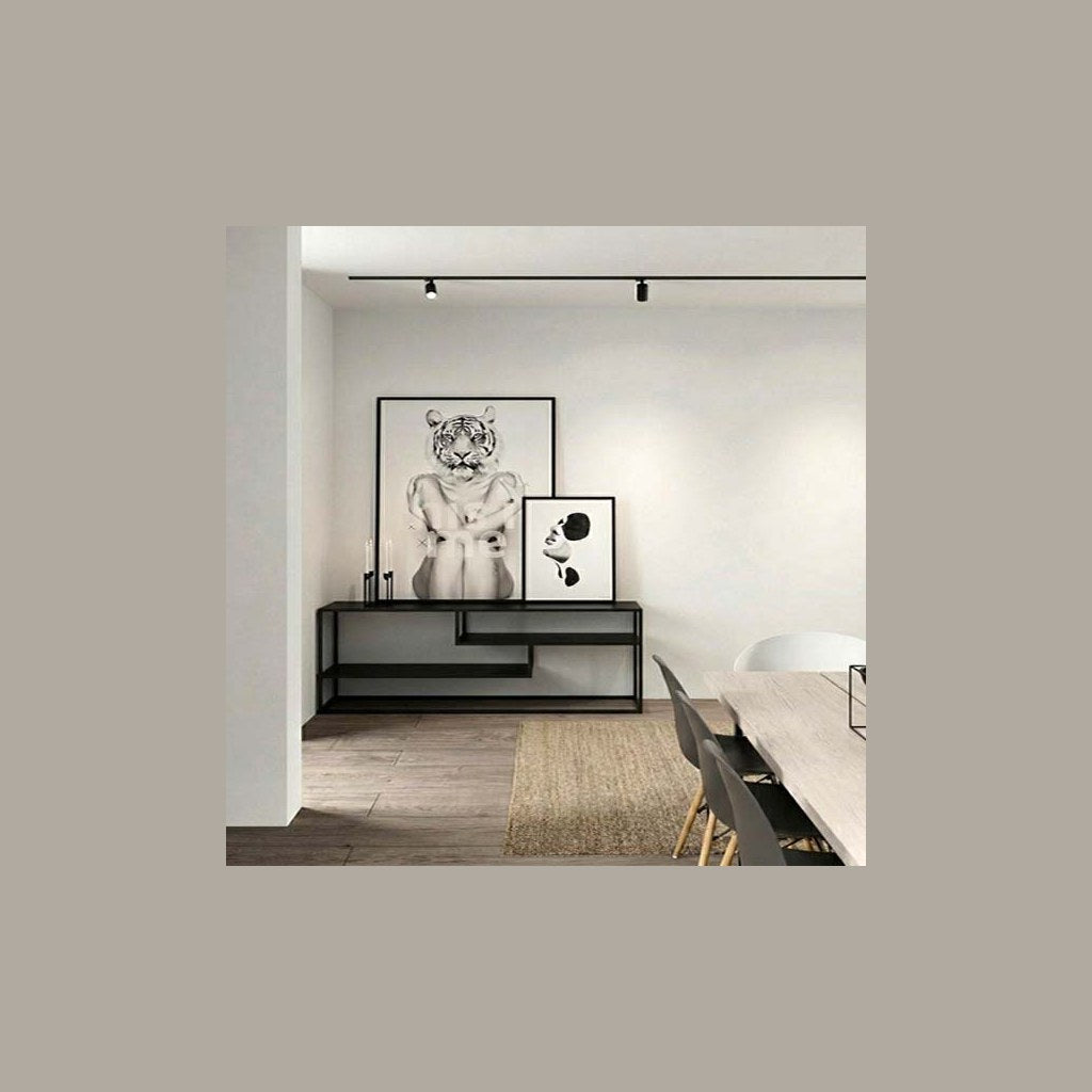 Arrimo Kalda Kallfü metal negro mate, 150x40x50 cm — en el comedor