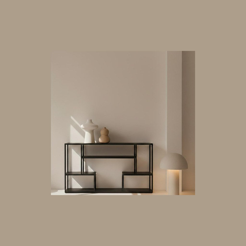 Arrimo Kiva Kallfü metal negro mate, 120x30x75 cm — vista frontal