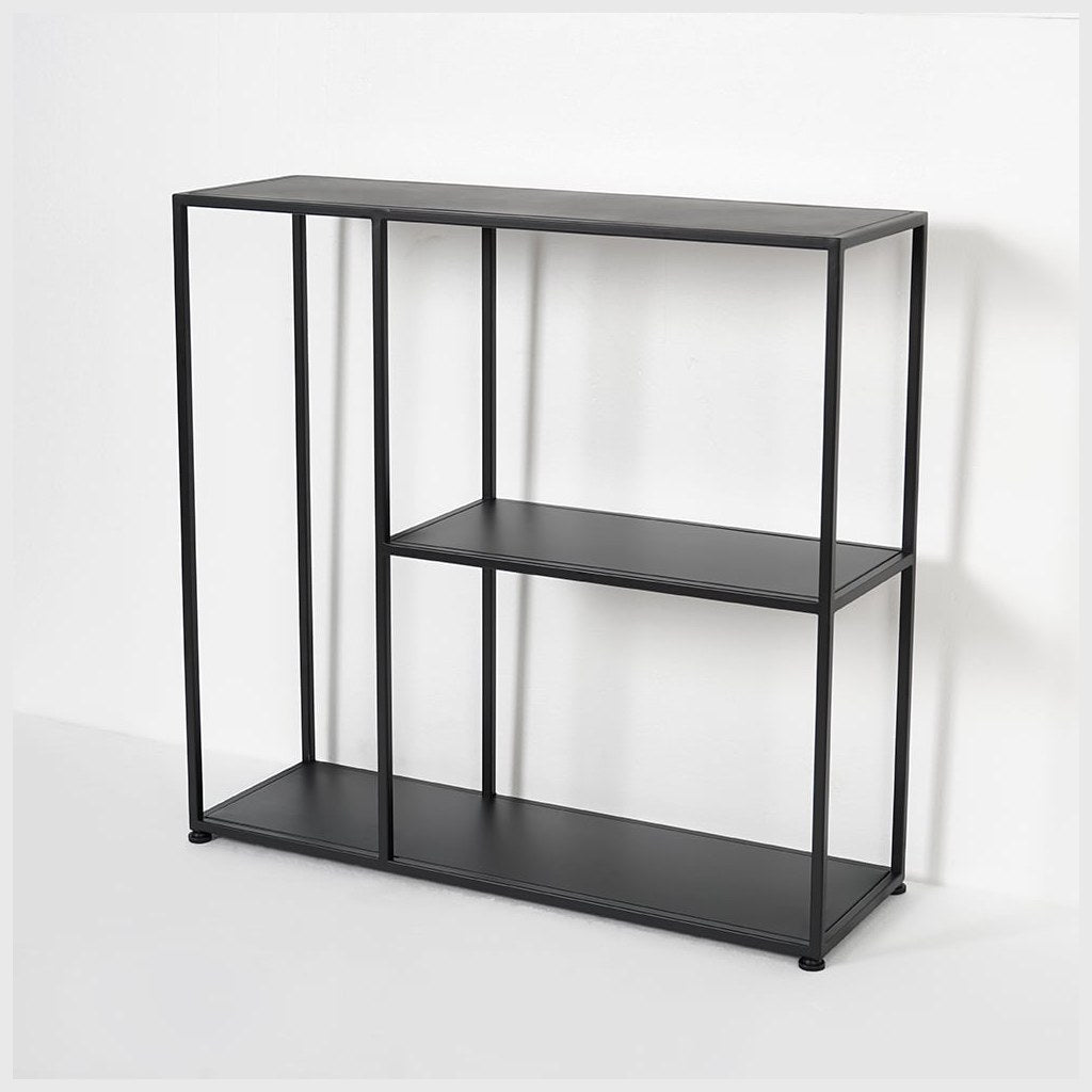 Arrimo Lanark Kallfü metal negro mate, 100x30x80 cm — vista 3/4