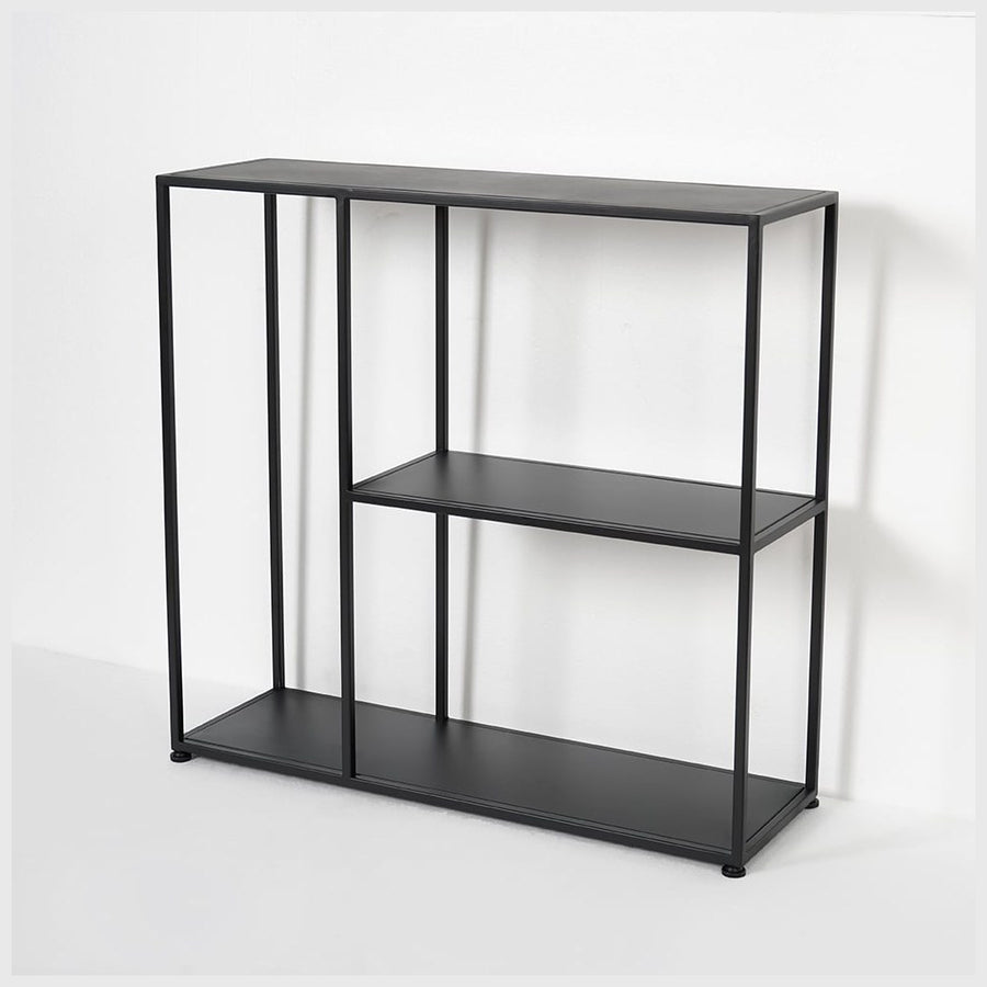 Arrimo Lanark metal negro mate, 100x30x80 cm — vista 3/4