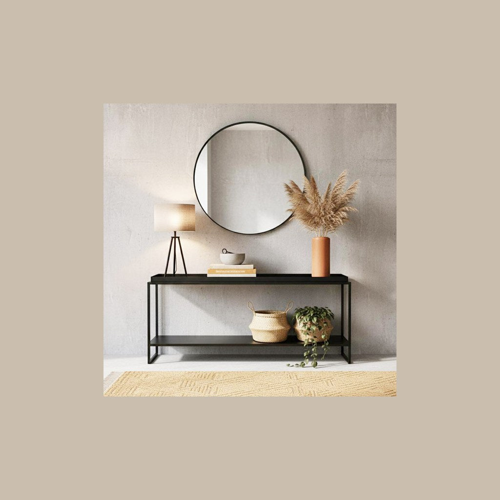 Arrimo Lubmin Bajo Kallfü metal negro mate, 50 cm de alto — en el recibidor