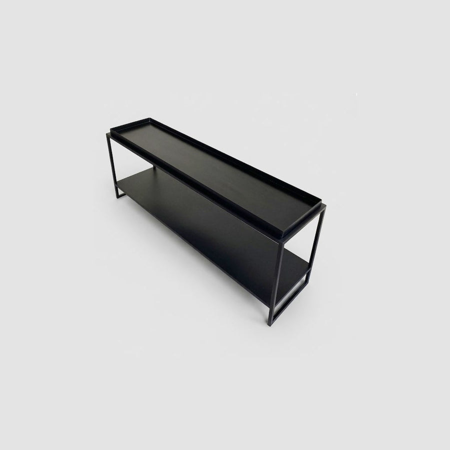 Arrimo Lubmin Bajo metal negro mate, 50 cm de alto — vista 3/4
