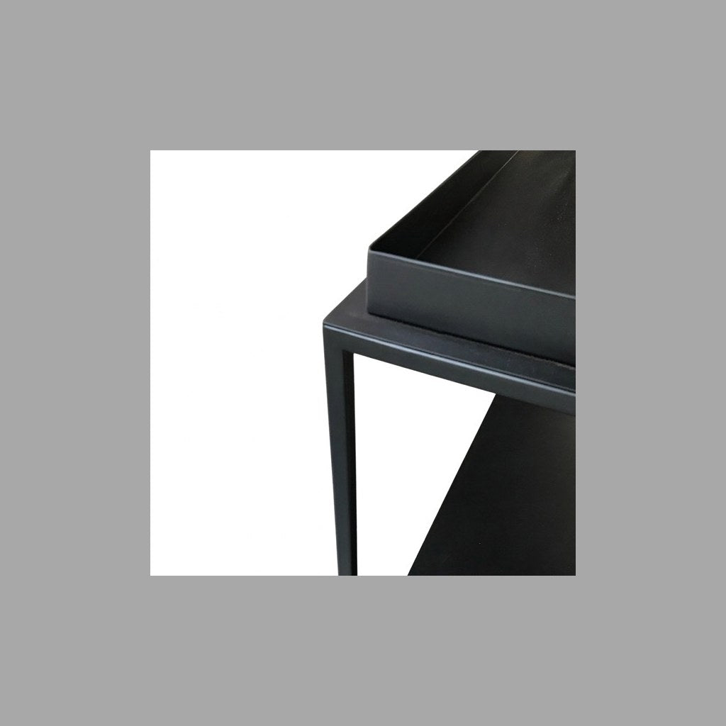 Arrimo Lubmin Bajo Kallfü metal negro mate, 50 cm de alto — detalle del perfil