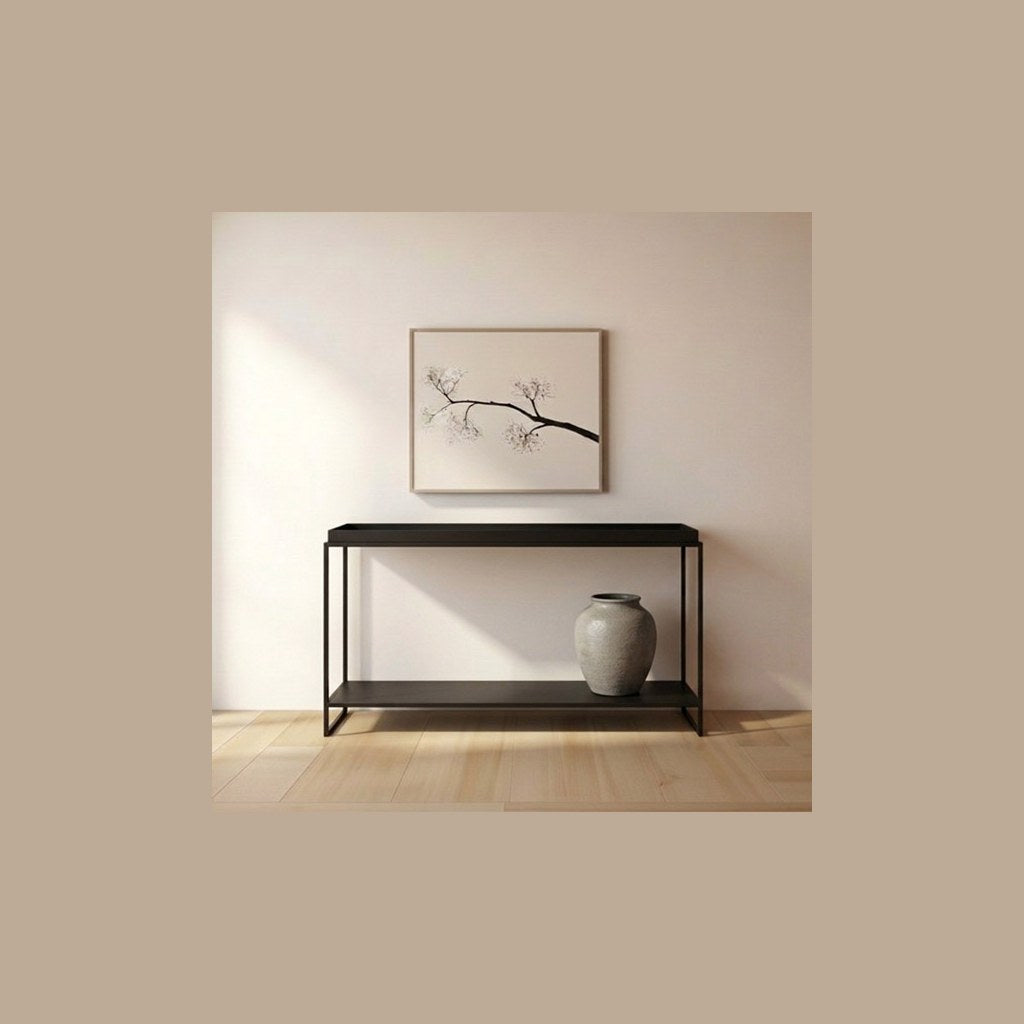 Arrimo Lubmin Kallfü metal negro mate, 120x33x77 cm — en el recibidor