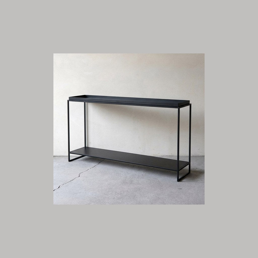 Arrimo Lubmin Kallfü metal negro mate, 120x33x77 cm — vista frontal