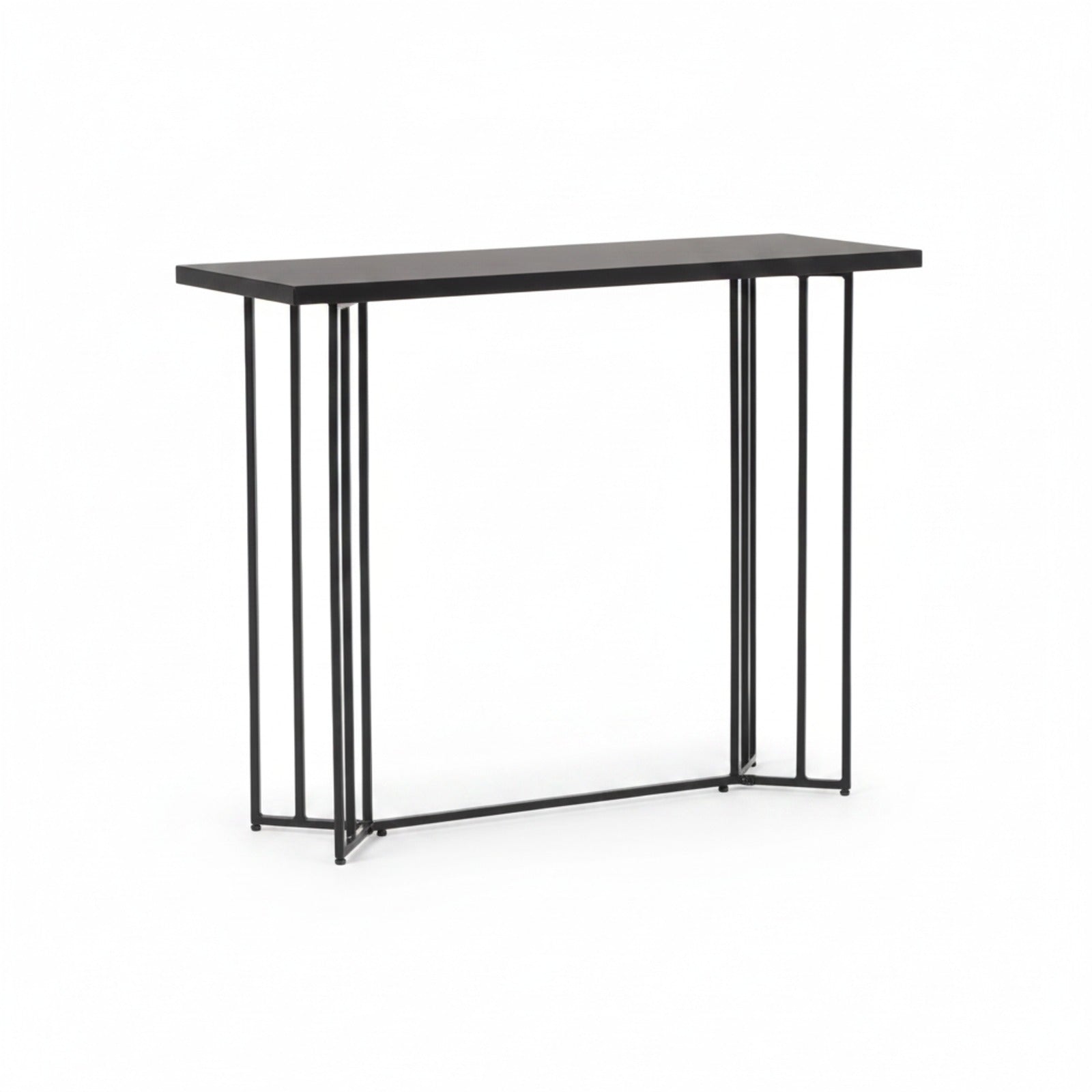 Arrimo Marjorie 100 Kallfü de metal negro con cubierta plana de madera color BLACK — vista tres cuartos
