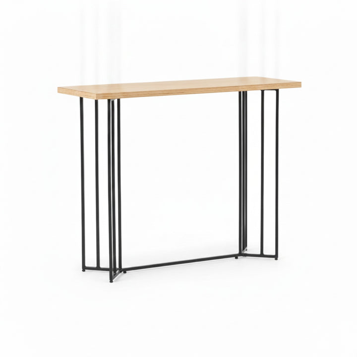 Arrimo Marjorie 100 Kallfü de metal negro con cubierta plana de madera color BLACK — vista tres cuartos
