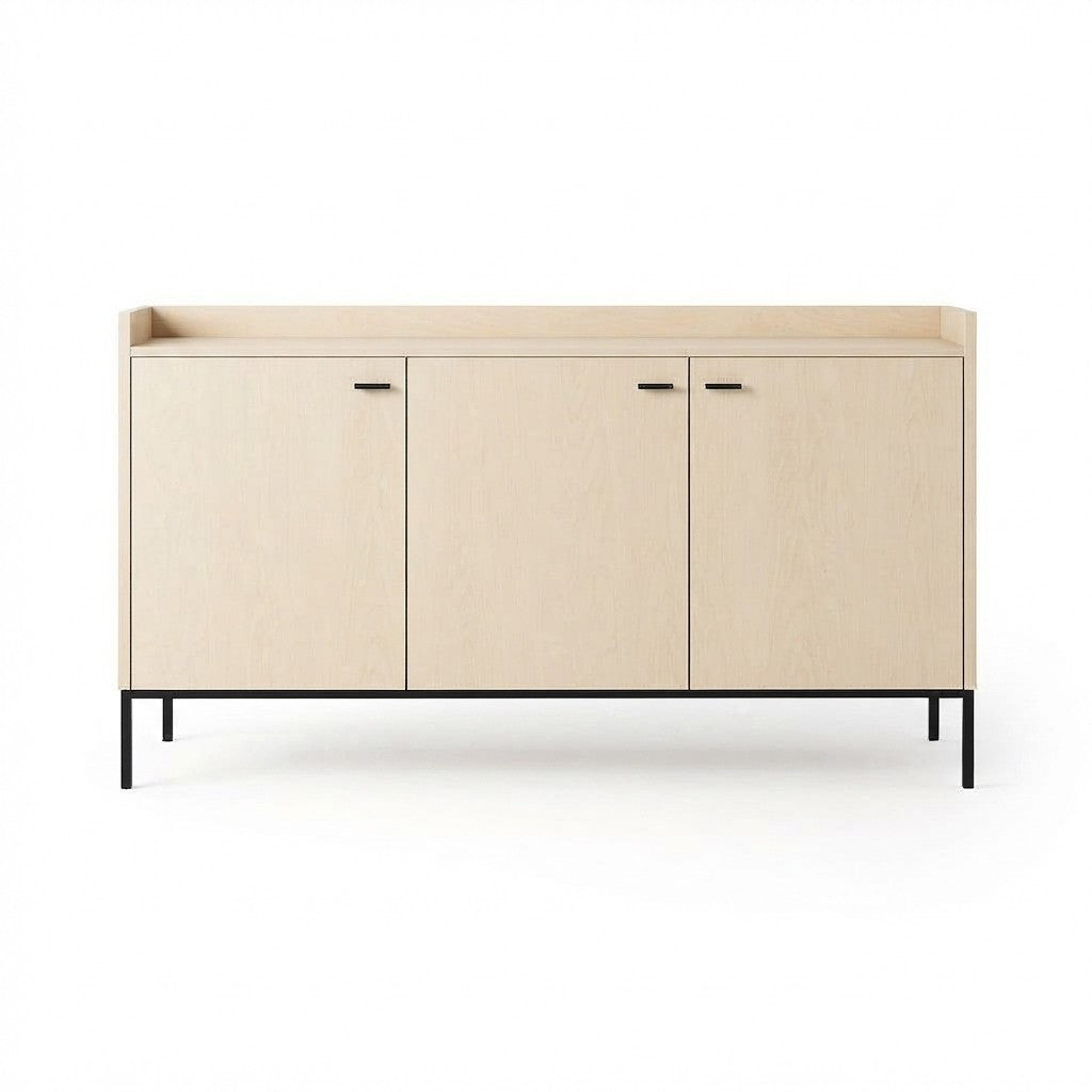 Arrimo Recibidor Lavora 130 cm Kallfü en madera MIMA con tres puertas y base de metal negro