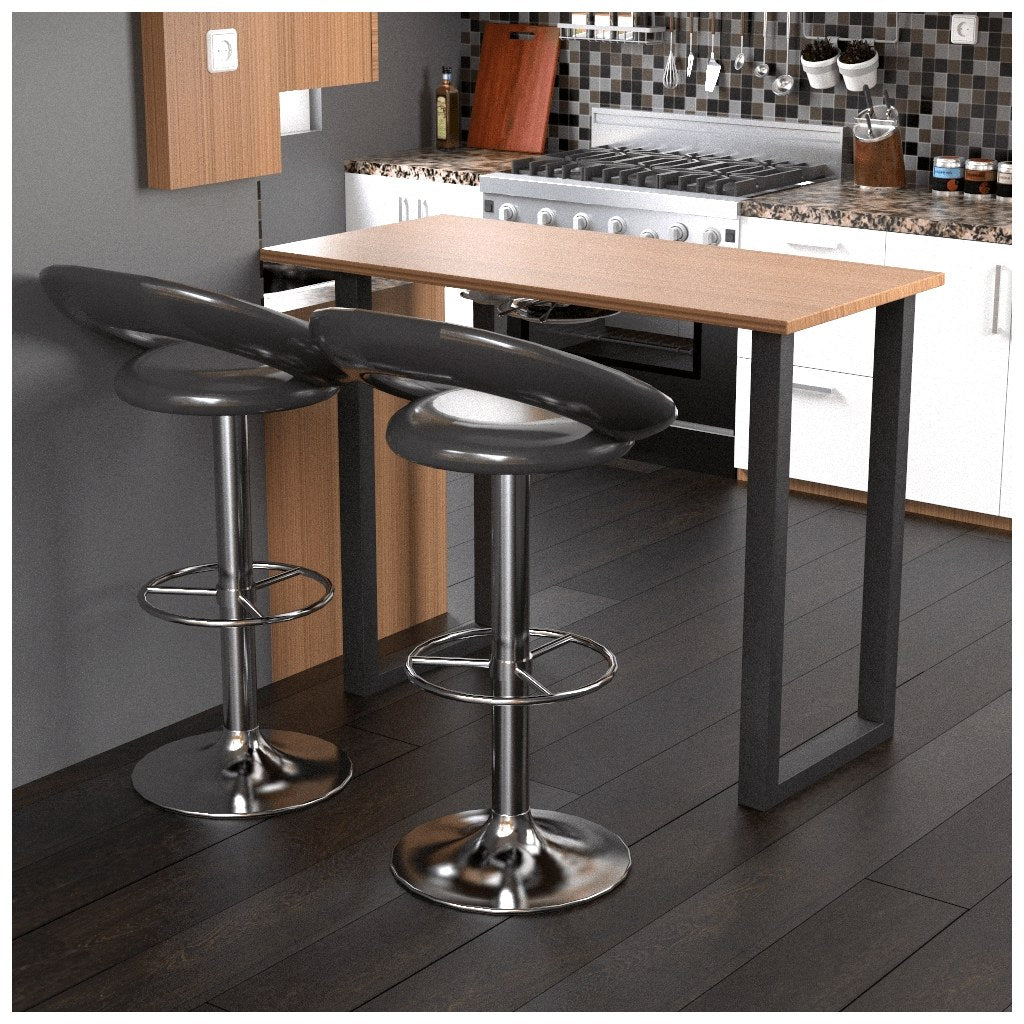 Base Barra Kallfü metal negro para mesa, 90 cm — en una mesa