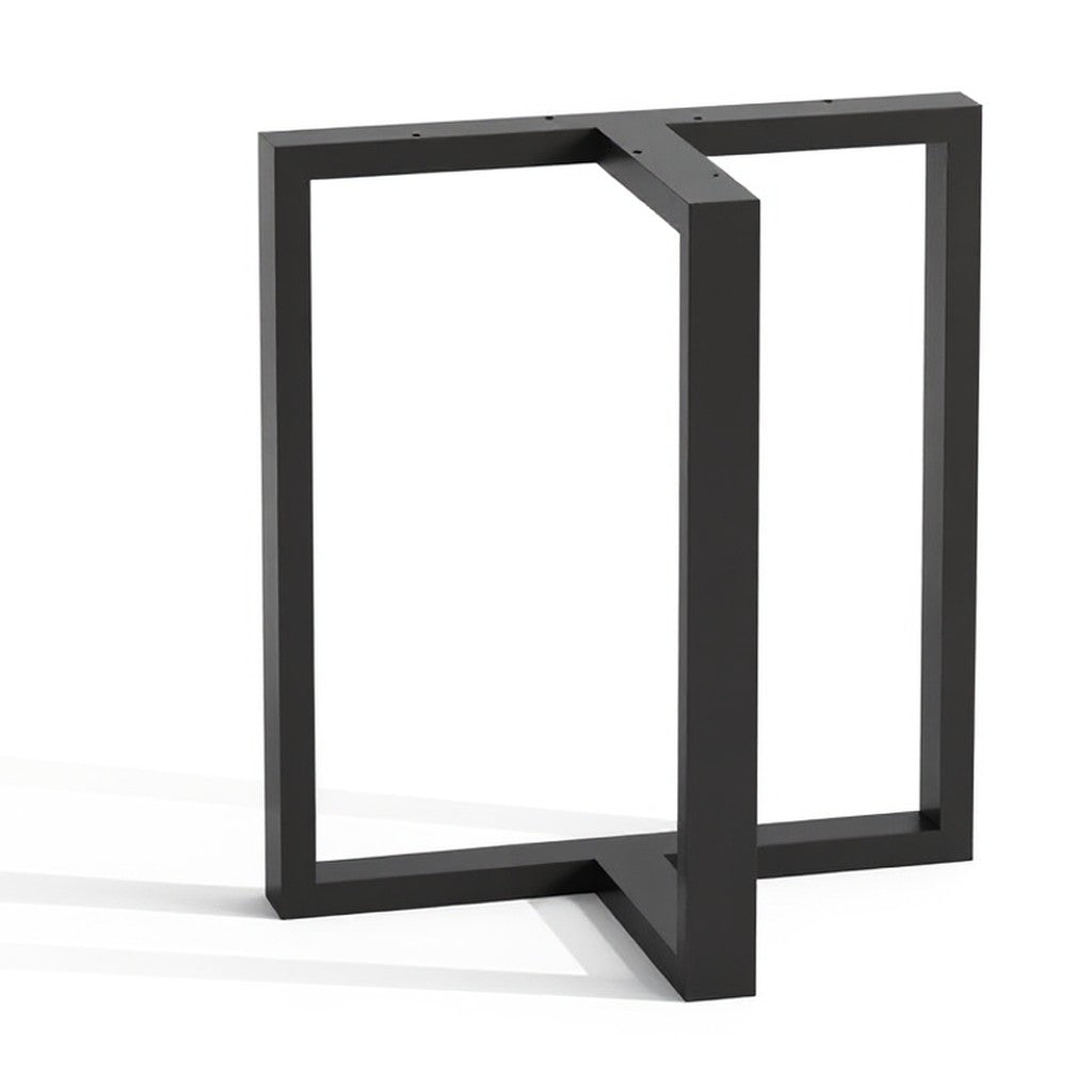 Base para Mesa de Comedor en T Kallfü, pata de metal negro de 71 cm con refuerzo perpendicular (se vende el set de 2)
