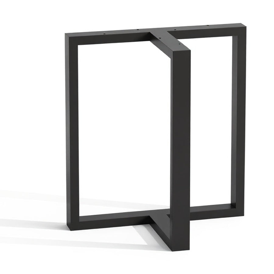 Base para Mesa de Comedor en T Kallfü, pata de metal negro de 71 cm con refuerzo perpendicular (se vende el set de 2)