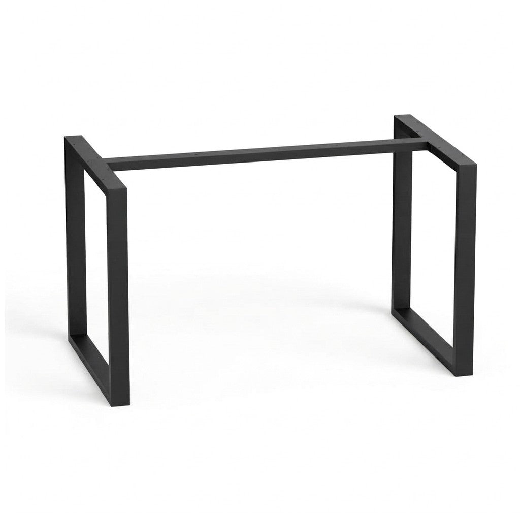 Base para Mesa de Comedor con Travesaño Kallfü, estructura de metal negro de 150 x 70 x 71 cm con dos patas rectangulares