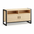 Buffet Hima 2 Puertas 80 cm Kallfü en madera MIMA con nicho abierto arriba y marcos laterales de metal negro