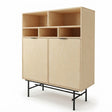 Buffet Alto Noble 100 cm Kallfü en madera MIMA con dos puertas, cinco nichos abiertos y patas de metal negro