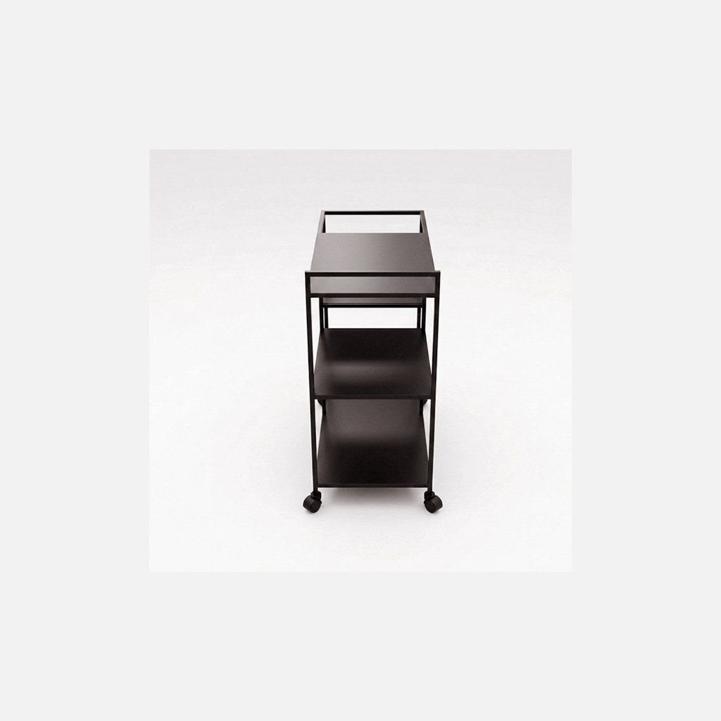 Carro Bar Bud Kallfü metal negro mate, 78x40x85 cm — vista lateral