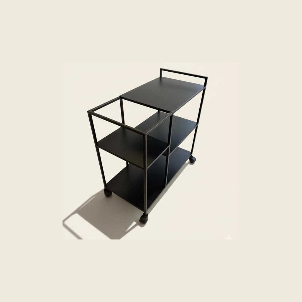 Carro Bar Bud Kallfü metal negro mate, 78x40x85 cm — cubiertas de metal