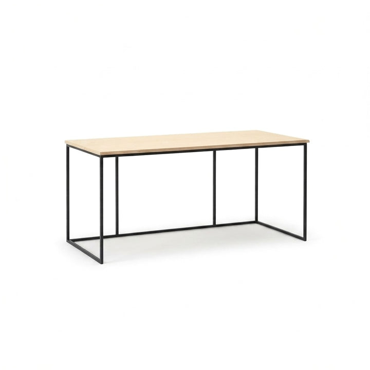 Escritorio Industrial 160 cm Kallfü con cubierta de madera MIMA y estructura de metal negro, 160 x 75 cm