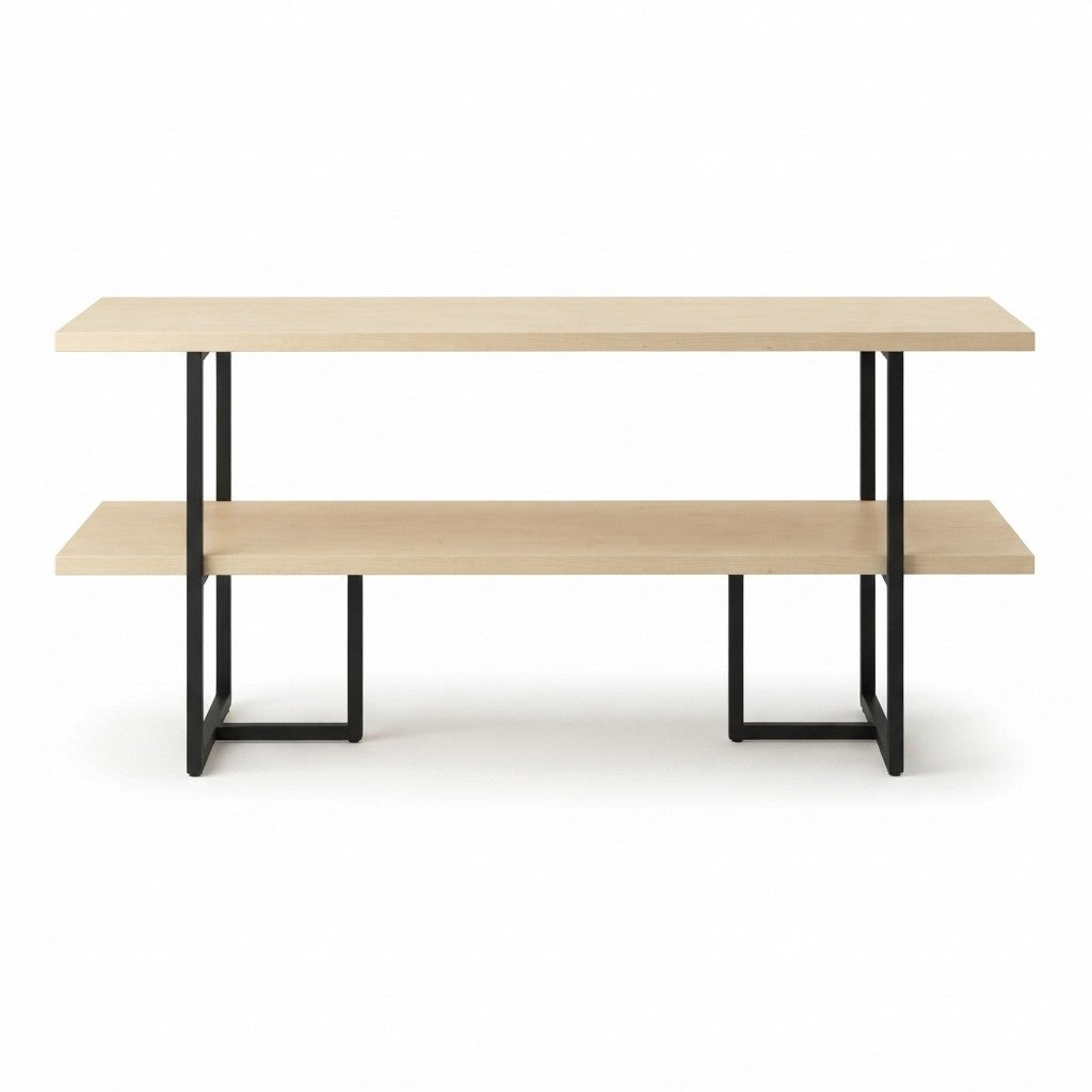 Estantería Concep 160 cm Kallfü de dos niveles, madera MIMA y soportes de metal negro