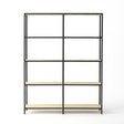 Estantería Industrial Doble 160 cm Kallfü con repisas de madera MIMA y estructura de metal negro, 160 x 40 x 185 cm