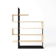 Estantería Waz 160 cm Kallfü en zigzag, repisas de madera MIMA y postes de metal negro con base para leña