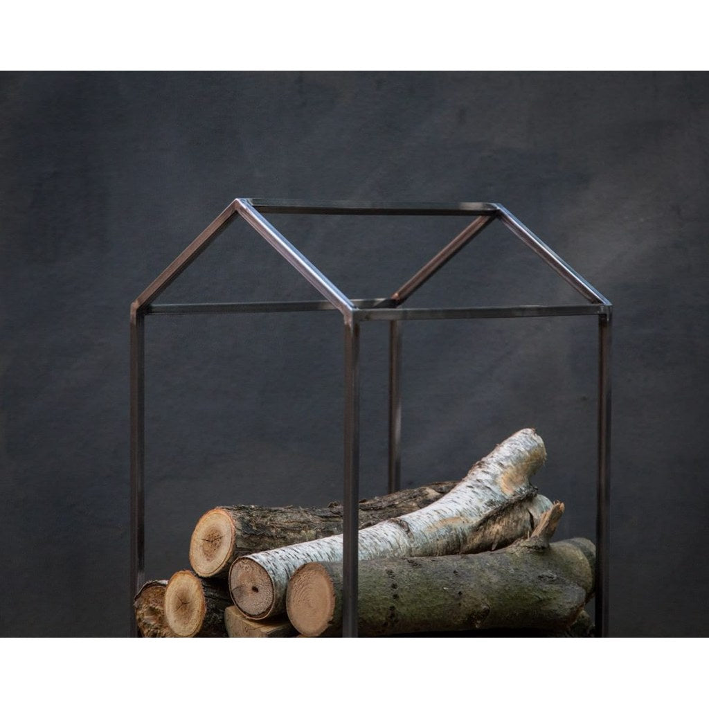 Leñero Cabaña Kallfü metal negro 63 cm — vista frontal