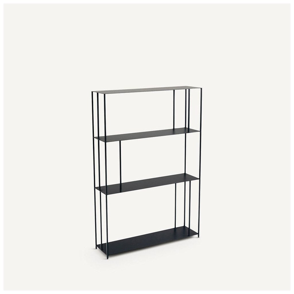 Librero Slim Kallfü metal negro, 117 cm, 4 repisas — vista frontal