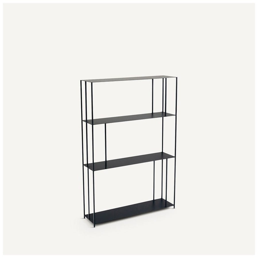 Librero Slim Kallfü metal negro, 117 cm, 4 repisas — vista frontal