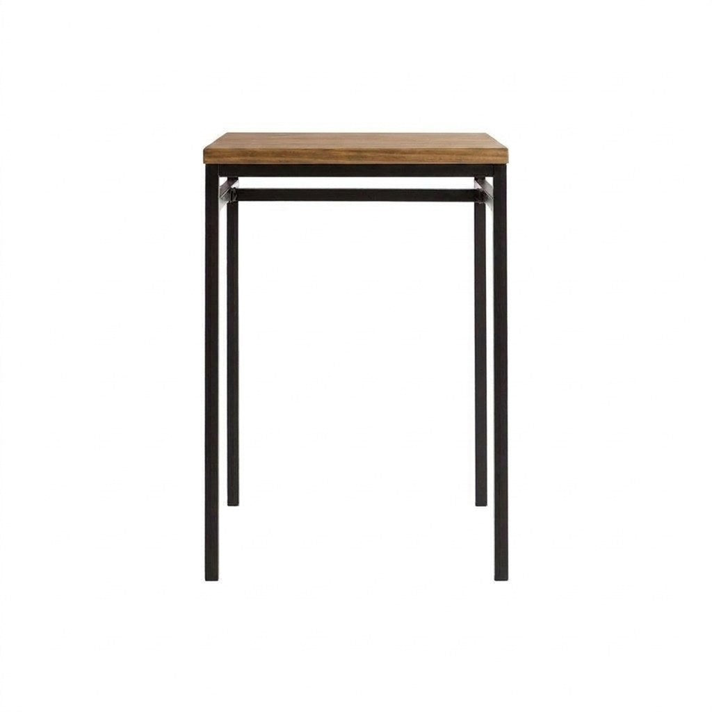 Mesa Alta Ypster Kallfü 70 cm cuadrada madera y metal negro, 70x70x105 cm tono TOFFEE — vista frontal