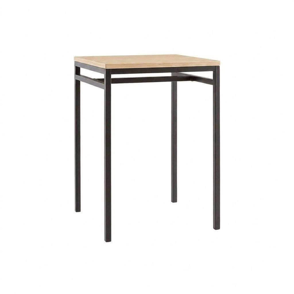 Mesa Alta Ypster Kallfü 70 cm cuadrada madera y metal negro tono MIMA — vista 3/4