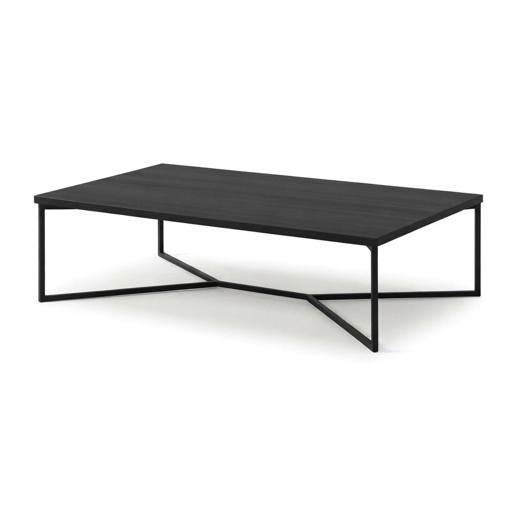 Mesa de Centro Spider 120 cm Kallfü con cubierta de madera BLACK y base de metal negro cruzada a ras de piso