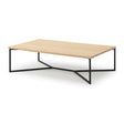 Mesa de Centro Spider 120 cm Kallfü con cubierta de madera MIMA y base de metal negro cruzada a ras de piso
