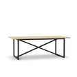 Mesa de Comedor Industrial 220 cm Kallfü con cubierta de madera MIMA y base de metal negro cruzada en X