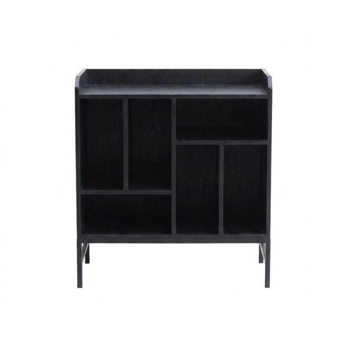 Mueble Vinilos Blues 75 cm madera y metal, 75x40x85 cm tono BLACK — vista frontal