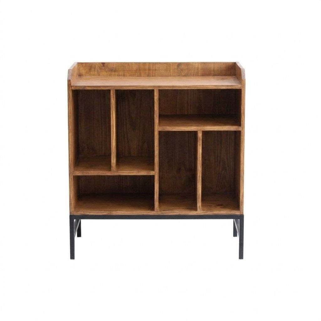 Mueble Vinilos Blues Kallfü 76 cm madera y metal, 76x42x84 cm tono TOFFEE — vista frontal