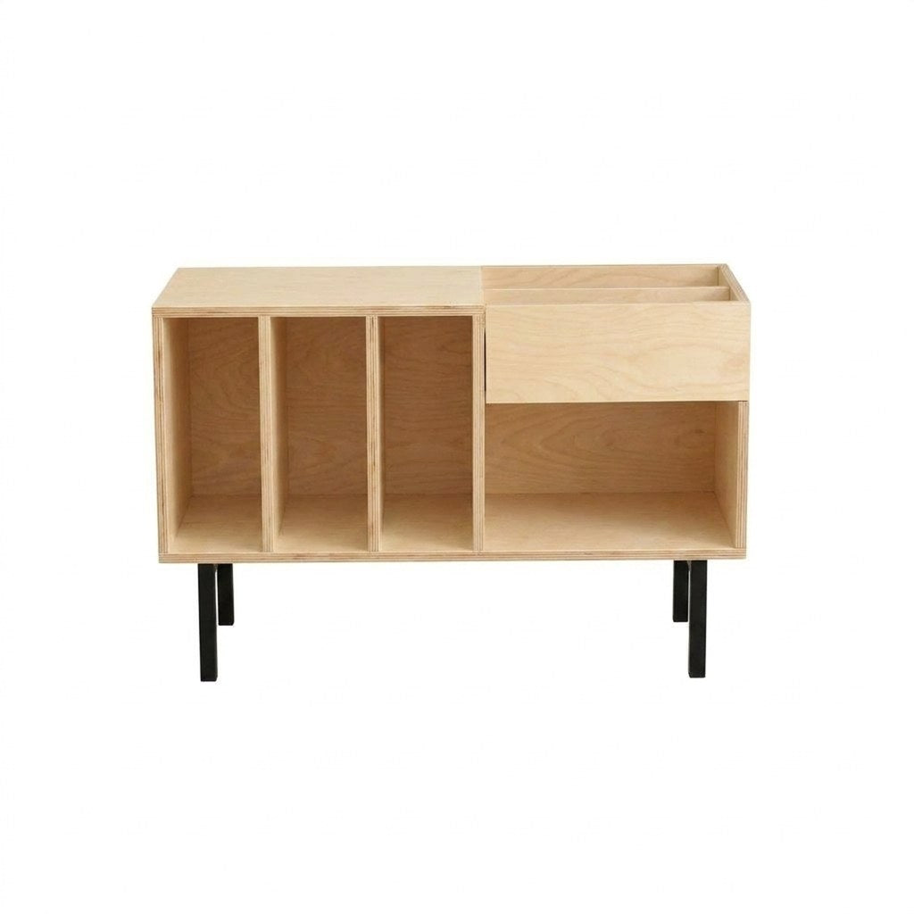 Mueble Vinilos Boogie Kallfü 90 cm madera y metal, 90x45x60 cm tono MIMA — vista frontal